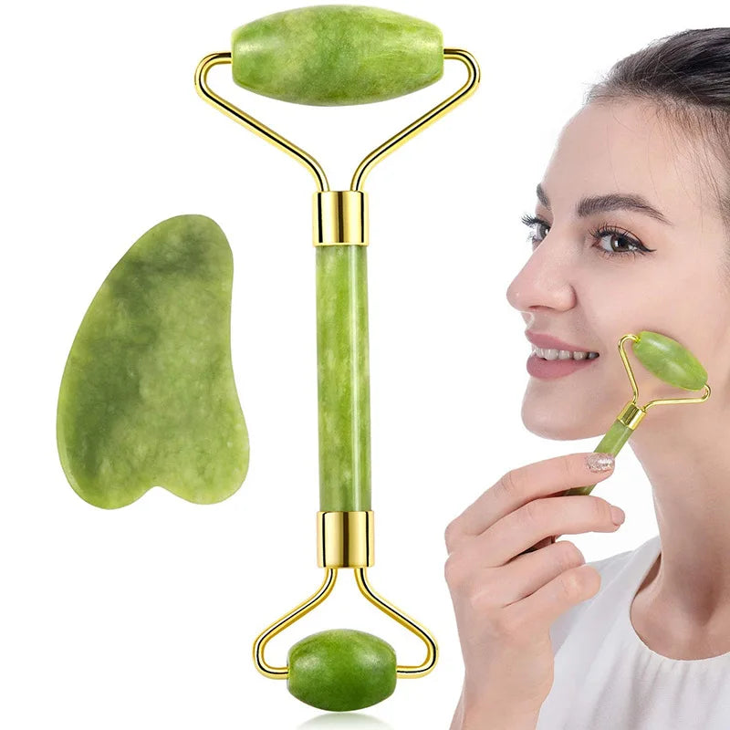 Natural Stone Jade Roller And Gua Sha For Healthy Skin