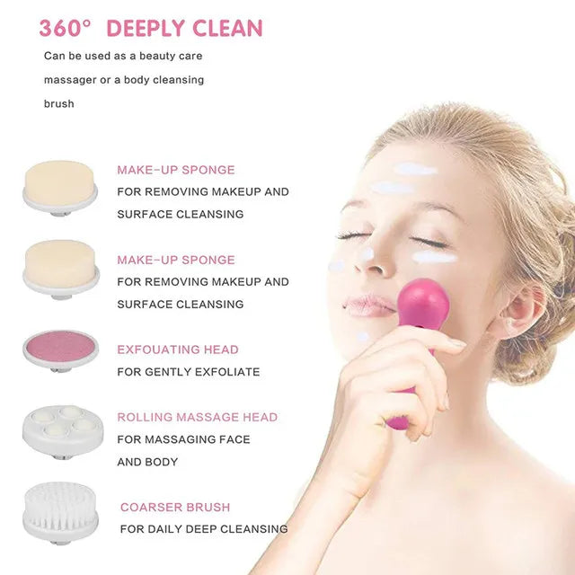 5 in 1 Facial Electric Cleanser and Massager, Face Massager Machine